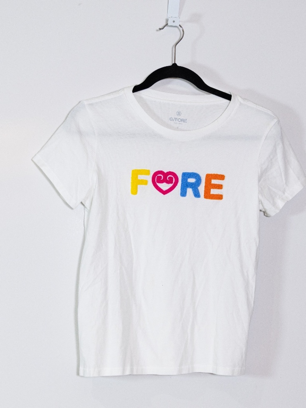 G/FORE Fore Fuzzy Multi Color Logo Cotton Short Sleeve Crew Neck Tee Shirt Top S